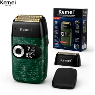 Barbeador Elétrico Shaver Kemei Km2027 Bivolt Profissional Cor Verde-escuro 110V/220V