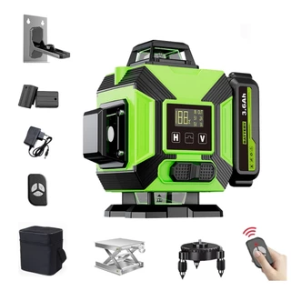 Nível Laser Verde 4D 16 Linhas Com Autonivelante 360° 4d 2 Baterias Com Display de Nível de Carga
