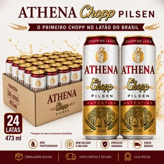 Chopp Athena Pilsen 473ml Cerveja Não Pasteurizada Kit 12 ou 24 Latas Primeiro Chopp no Latão do Brasil