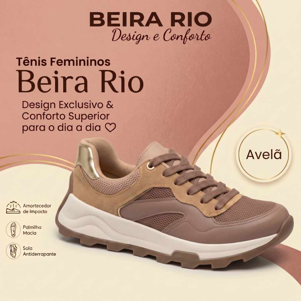 Tênis Feminino Beira Rio Casual Sneaker Robusto Tratorado Esportivo ...