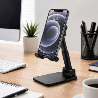 Kit 2 Suportes de Mesa Ajustáveis e Dobráveis para Celular e Tablet