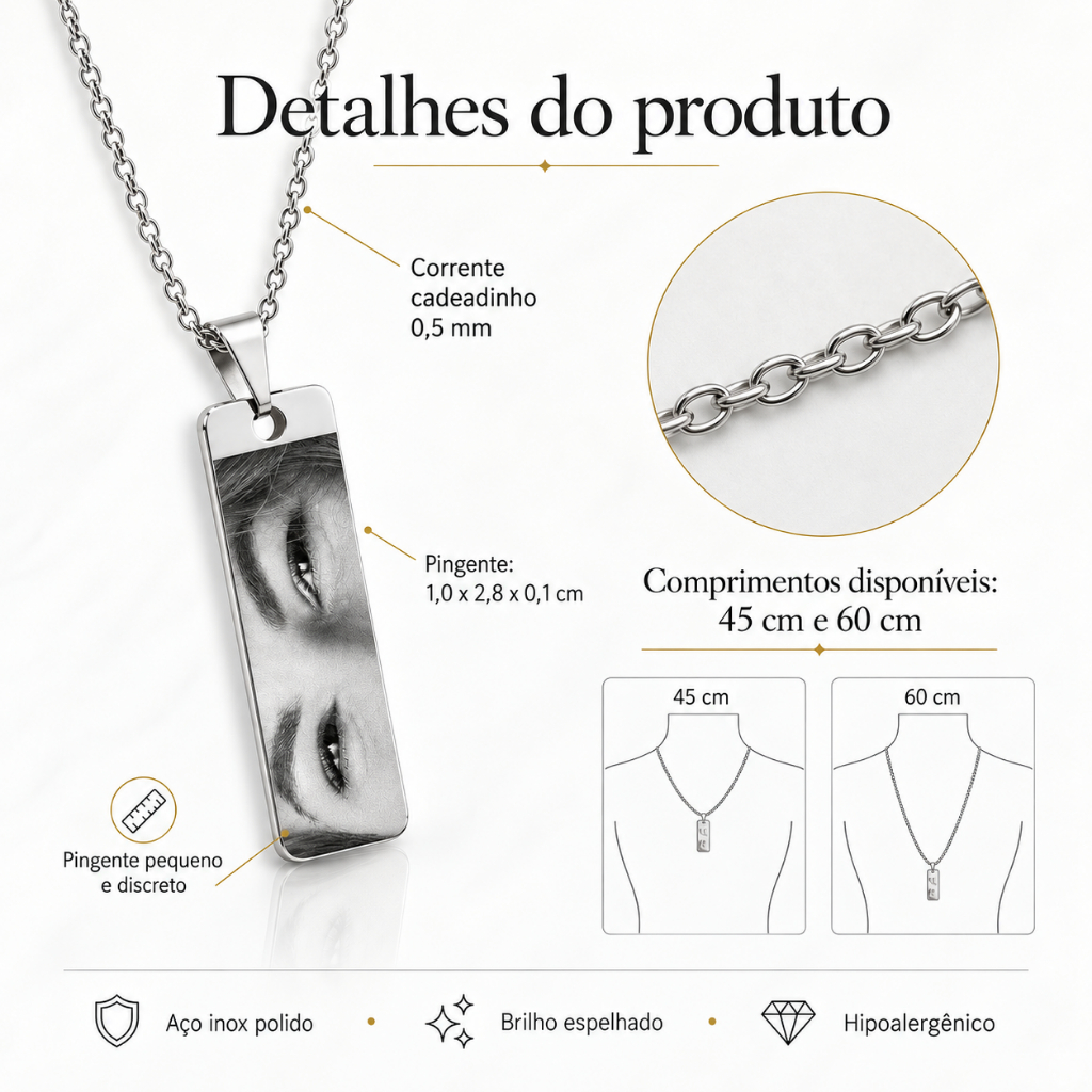 Colar personalizado com foto ou texto em aço inox — foto 5