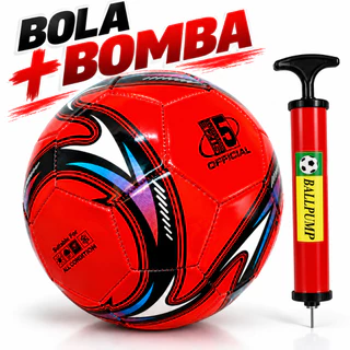 Kit Bola de Futebol Campo + Bomba de Ar Costurada n° 5