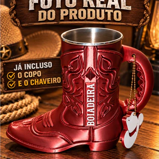 Caneca Bota Boiadeira Country 3D com Copo e Chaveiro Incluso | Copo Estilo Boiadeira para Rodeio, Churrasco e Presente