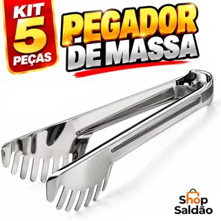 Pegador de Macarrão Kit 5 Peças Inox Pegadores de Massa Pinça de Alimentos
