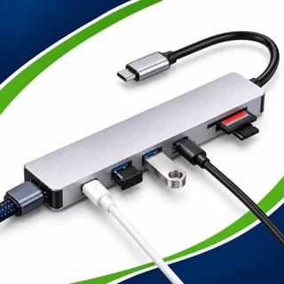 Adaptador Hub 7 Em 1 Multiportas Usb C 4k Hdmi Pd De Carregamento 7 Portas Prateado Compatível Macbook Air Prateado
