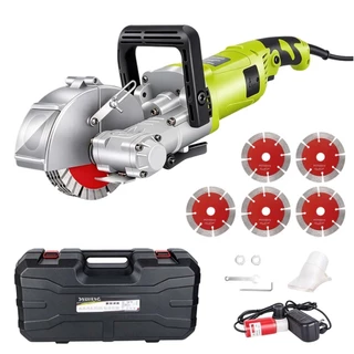 Máquina Ranuradora de Parede 4000W, Kit 9 Peças, Corta Concreto e Tijolo, 5 Lâminas Originais + Kit de Resfriamento