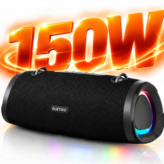 Caixa De Som Bluetooth 150w Boombox Graves Potentes Bass Boost Alto Super Potente Leds RGB e Radio FM e Alça De Ombro