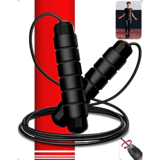 Corda de Pular Speed Rope 3M Profissional Academia Fit c Rolamento Duplo Cabo de Aço e Pegadores Emborrachados Ajustável
