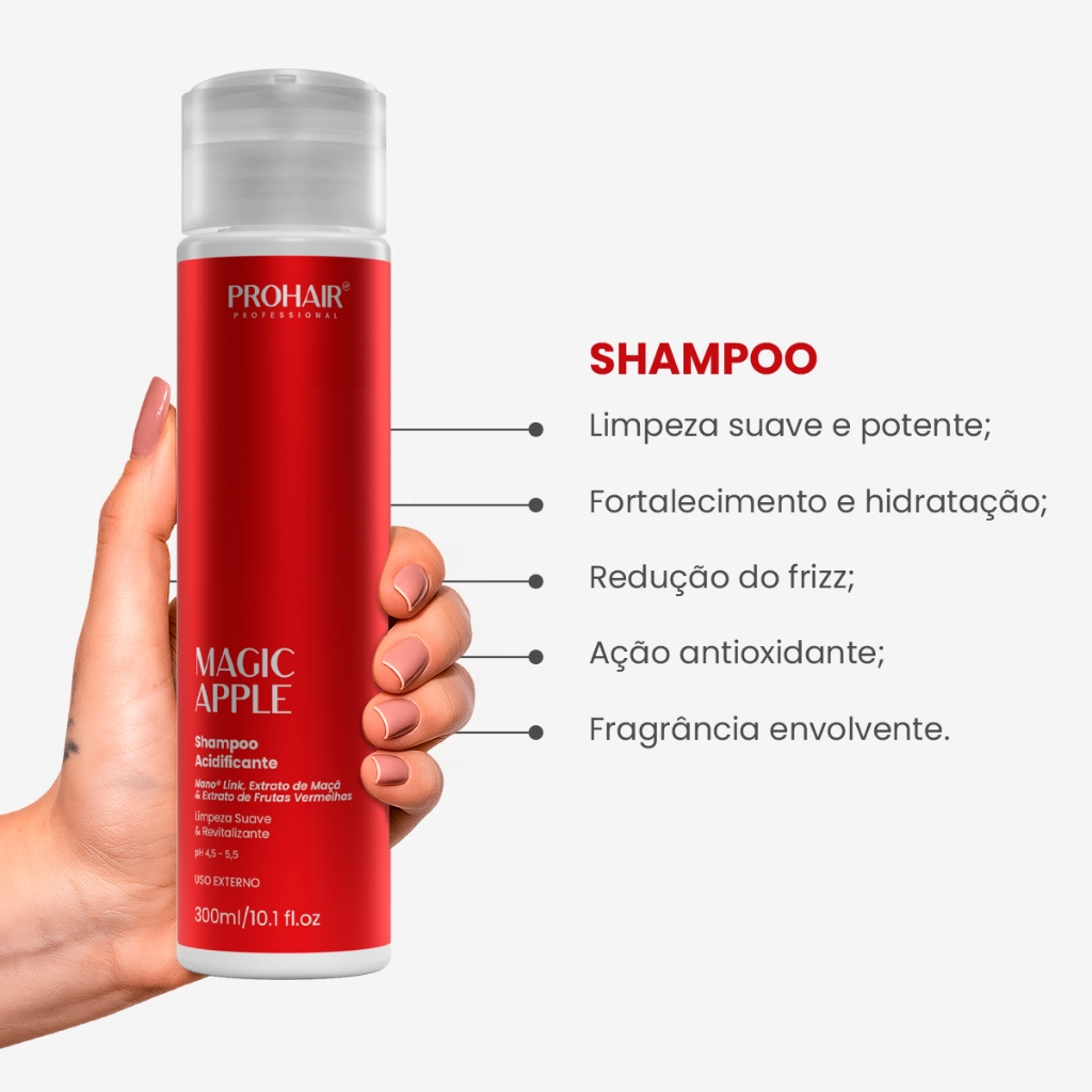 Shampoo Acidificante Magic Apple Prohair Reposição De Massa Capilar ...
