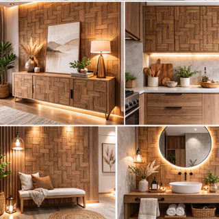 Revestimento Autoadesivo Cestaria Amadeirada Rolo com 45cmx2m em Oferta na Shopee