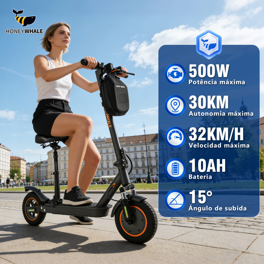 HONEYWHALE M2 MAX-B 500W Patinete Eletrico Scooter, 32KM Autonomia ...