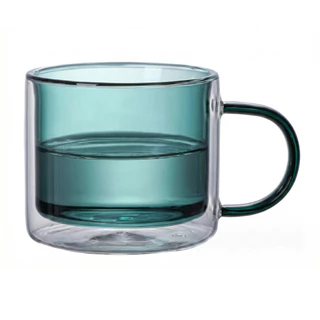 Caneca Parede Dupla 250ml Isolamento Térmico Verde Decoração Luxo Casa