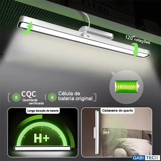 Recarregável Luminária De Mesa Sem Fio Com Suporte Magnético E Touch 3 Cores Ajuste 120° Abajur De Cabeceira