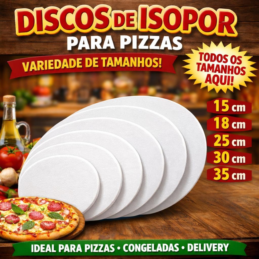 Disco de Isopor para Pizza todos os tamanhos – Kit com 50 Unidades ...