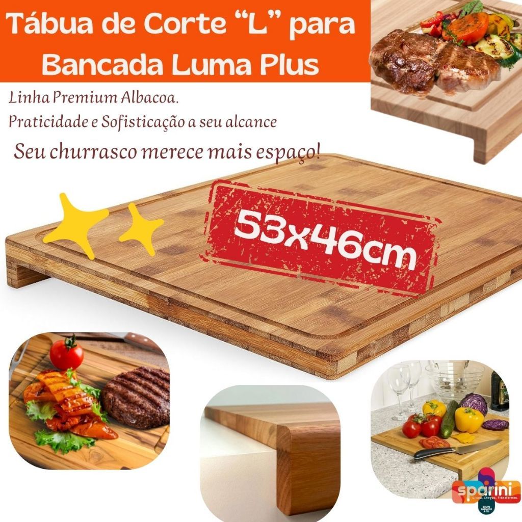 Tábua de Corte com Encaixe para Bancada e Pia em L