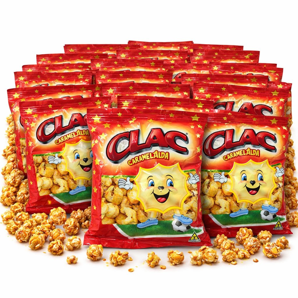 Mini Pipoca Clac Caramelizada 12g Kit 50 Unidades Snack Doce Crocante ...