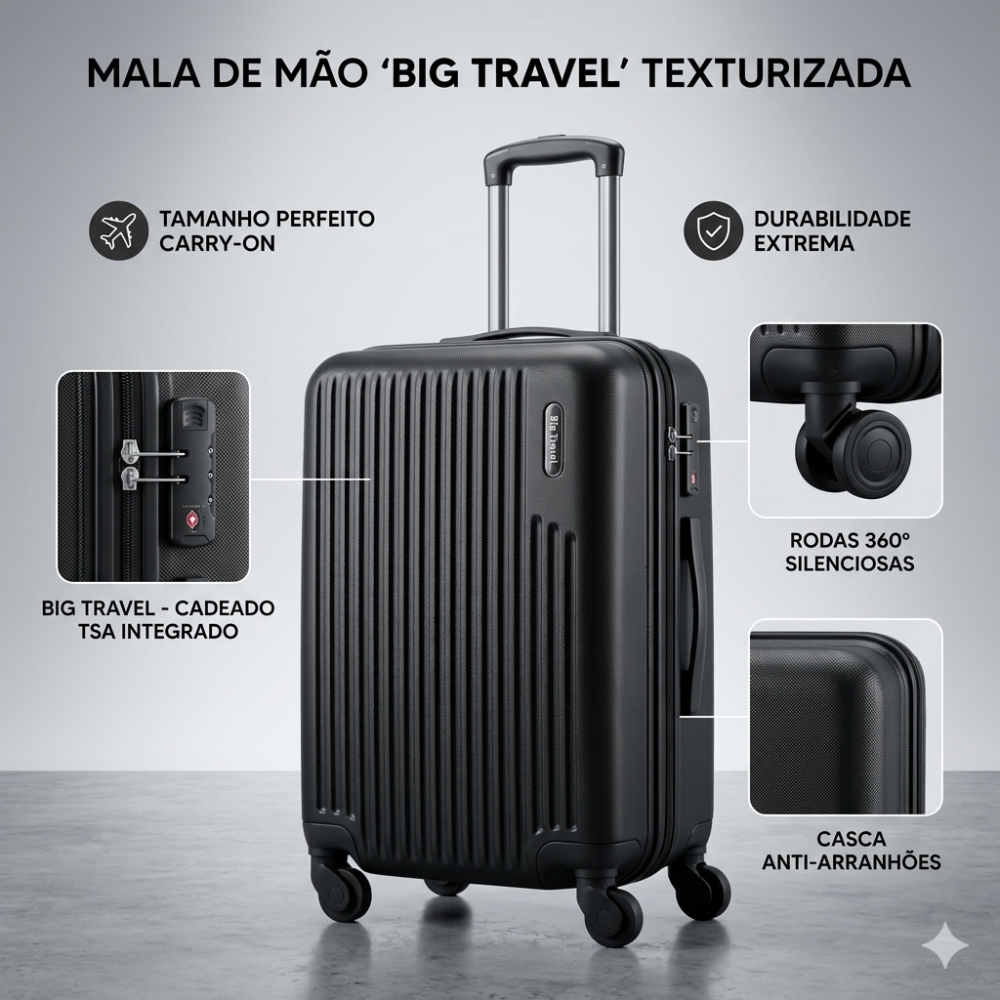 Mala de Bordo 10kg com Zíper Dupla Camada e Rodas Giratórias 360° Extensor