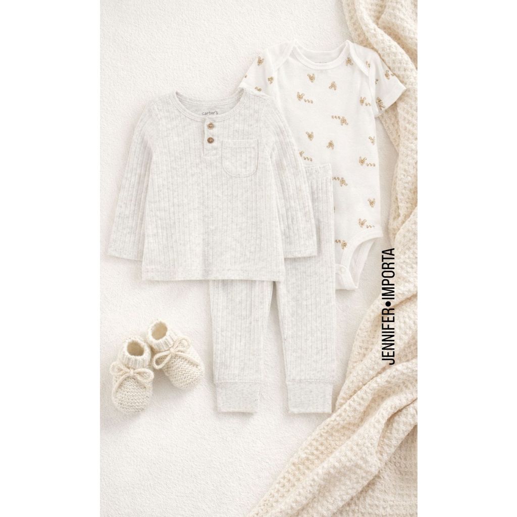 Conjunto Trio Body Calça Bebê Neutro Menino Menina Child Of Mine Carter´s em Oferta na Shopee