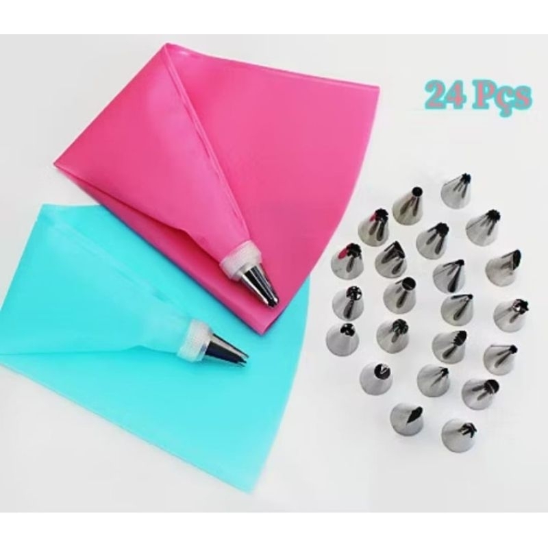 kit Confeiteiro 24 Peças - Bicos de Confeitar + Adaptador/ D