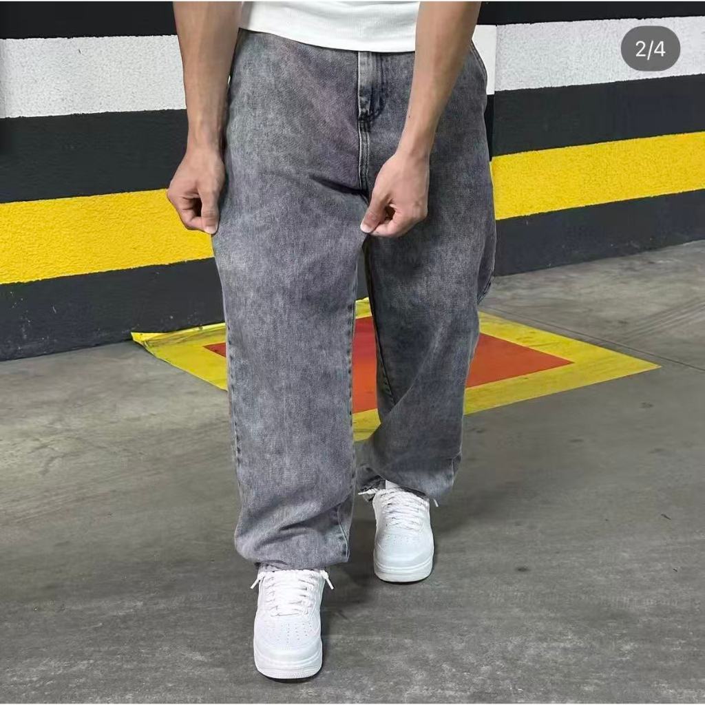 Calça Balão Jeans Masculina Marmorizada Streetwear Larga Baggy 36 ao 48