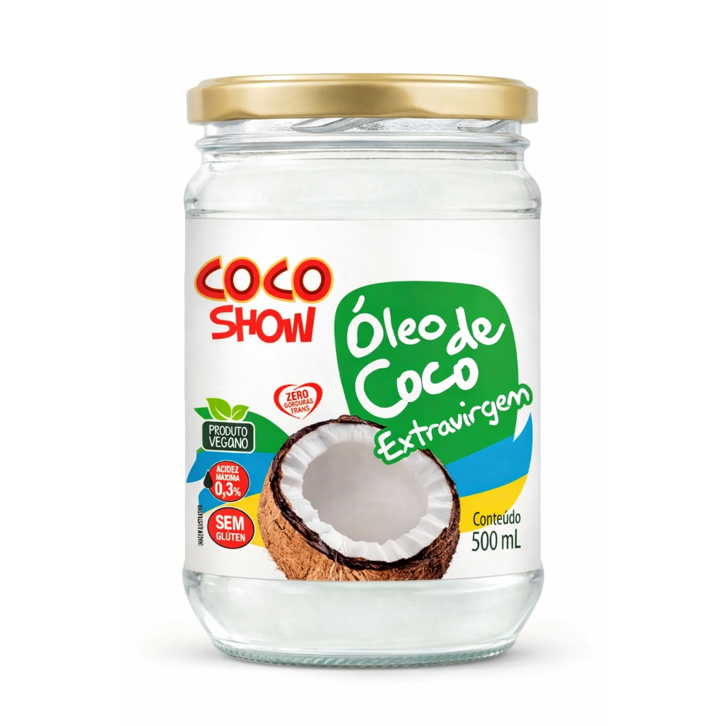 Óleo de Coco Extra Virgem 500ml Coco Show 100% Natural Sem Glúten Zero ...