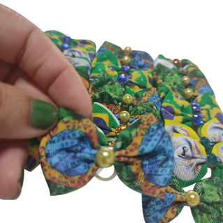 kit com 50 lacinhos pet G 5cm tema copa brasil, verde amarelo em Oferta na Shopee