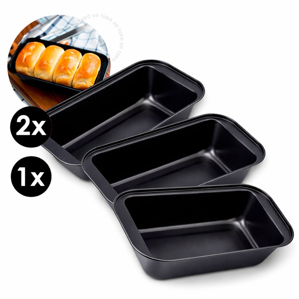 Kit 1/2 Formas de Pão Antiaderente Aço Carbono Retangular de