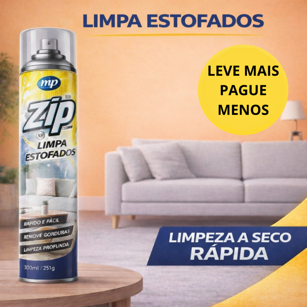 Limpa Estofados a Seco Espuma Spray Zip Clean 300ml Para Sofá Estofado ...