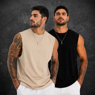 Kit 2 Camiseta Regata Oversized Camisa Streetwear Masculina