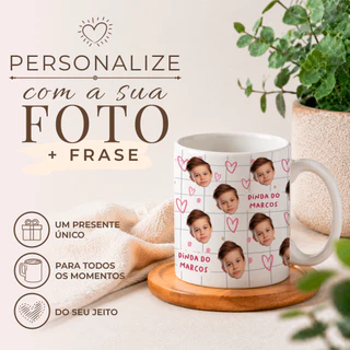 Caneca com Foto Personalizado 325ml | Presente para Família, Amigos e Pets | Porcelana Premium