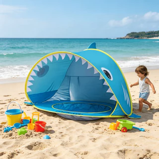 Barraca De Praia Jardim Portátil Para Bebês e Crianças Com Piscina Simples/ Baleia