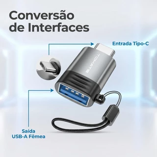 Adaptador USB-C Tomate MCB-058 Tipo-C Macho → USB 3.0 Fêmea • Alta Velocidade