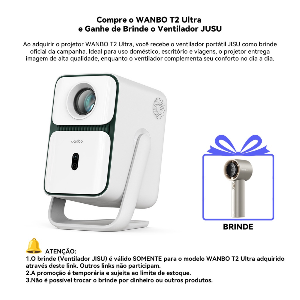 Projetor Portatil Inteligente Wanbo T2 Ultra Netflix Oficial 1080P