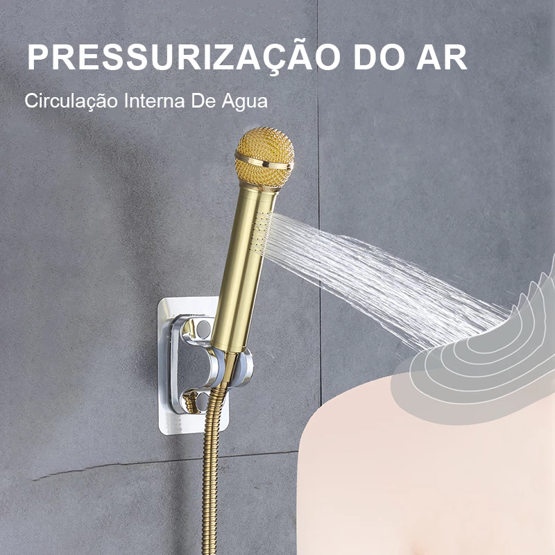 Chuveiro Microfone Resistente em Alumínio Diversão no Banho, Ótimo Presente Original e Divertido