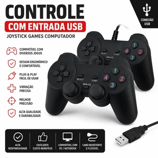 Controle Com Entrada Usb Joystick Games Computador E Console Vídeo Game Para Jogos