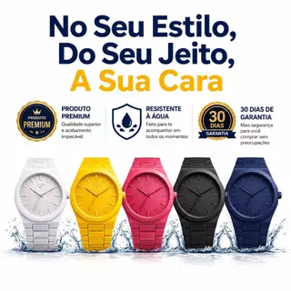 Relógio Masculino Feminino Colorido Analógico Casual Pulseira Silicone Moda Fashion
