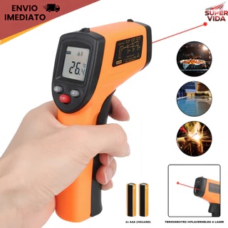 Termômetro Infravermelho Laser -50~550℃ Sem Contato para Churrasco, Cozinha e Industrial