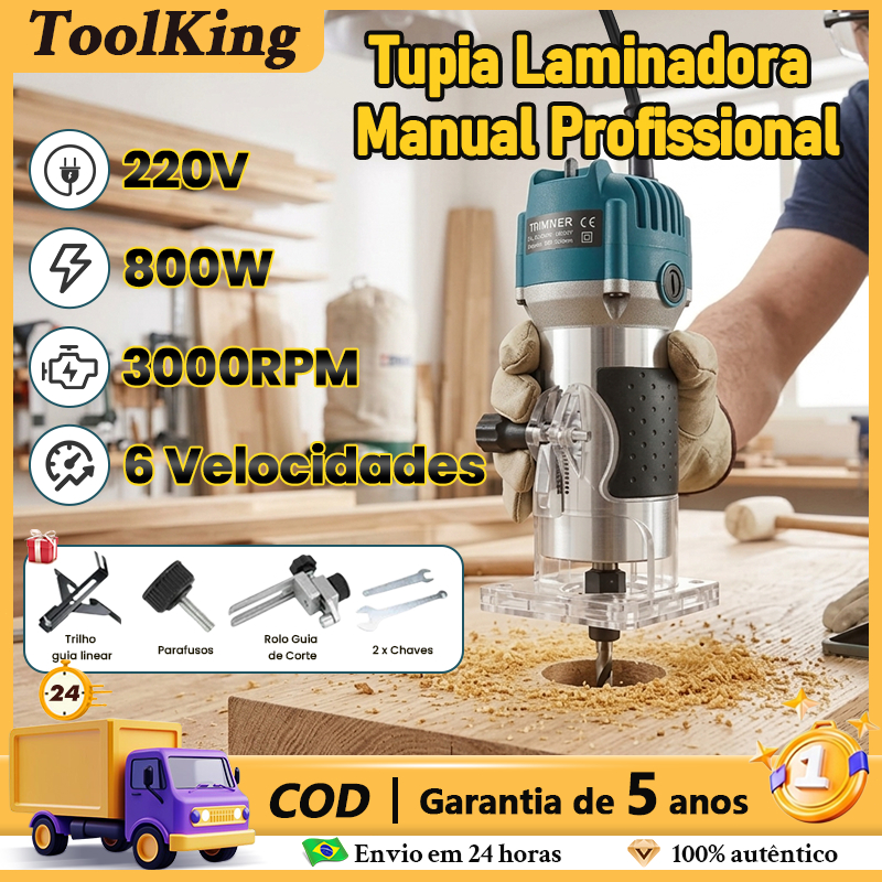 800W Tupia Laminadora Manual Profissional 220V Tupia Manual 6 Velocidades Adequado Para Trabalhos em Adeira e Entalhe