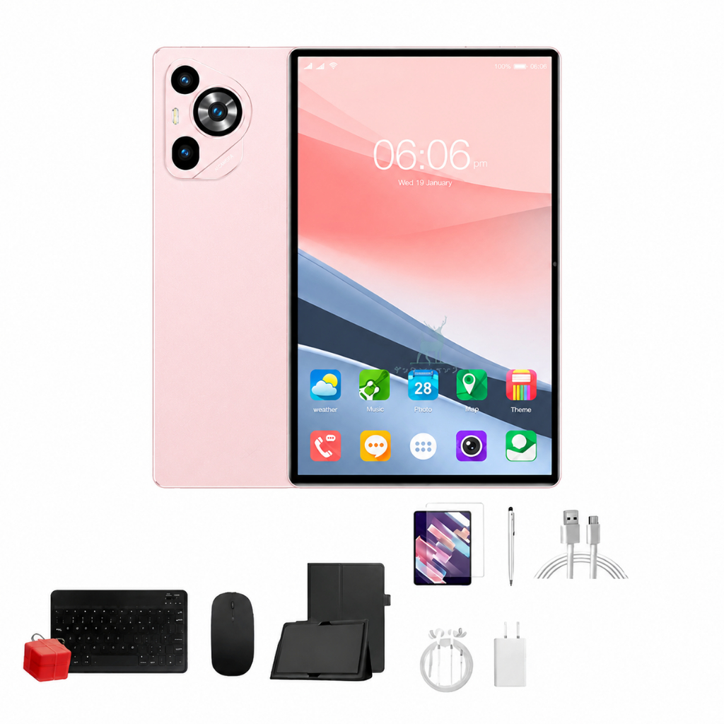 Tablet 10.1” com Teclado+Mouse 6GB RAM 128GB Android Câmera 50MP