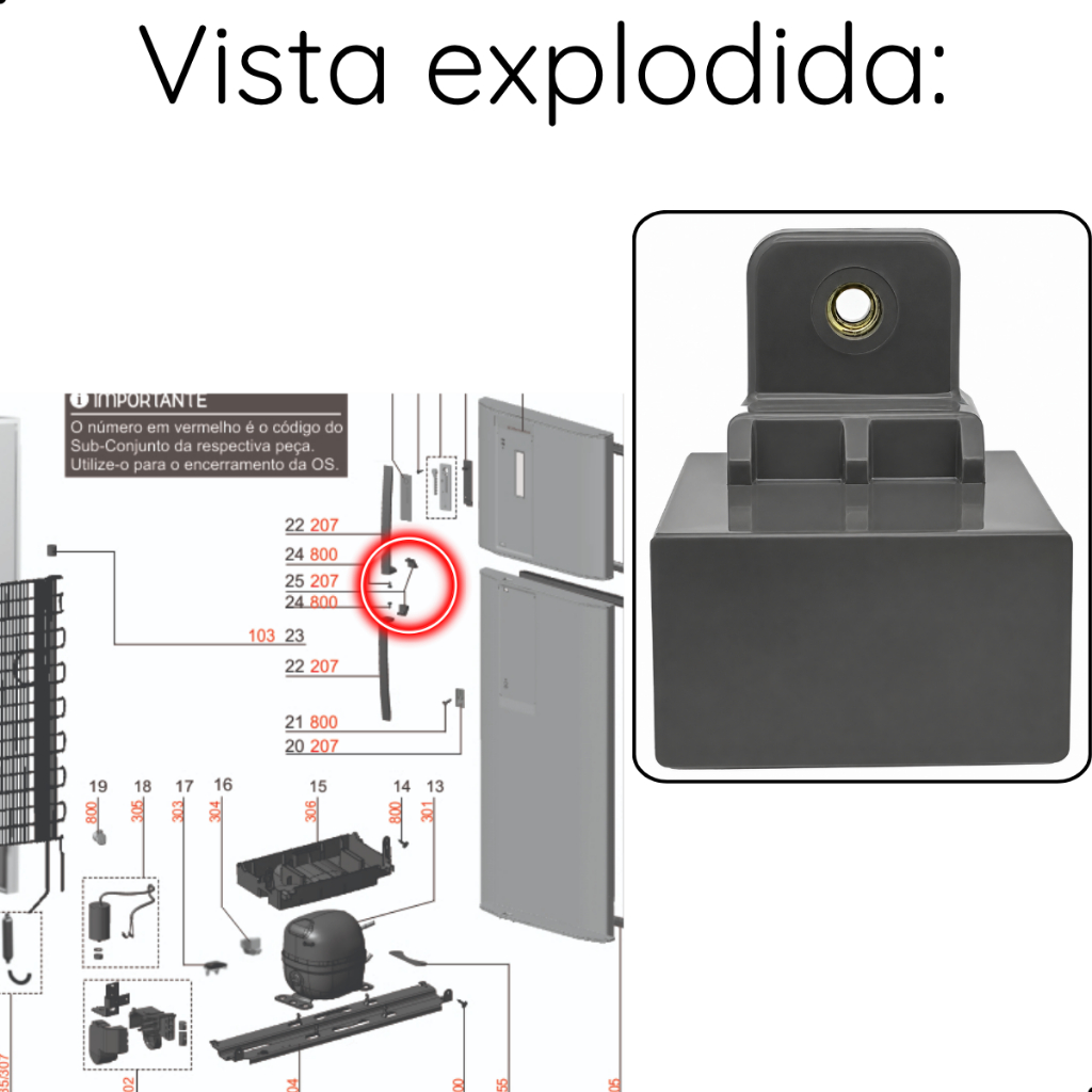Suporte do Puxador da Porta Geladeira Electrolux Dfx42 Df36x