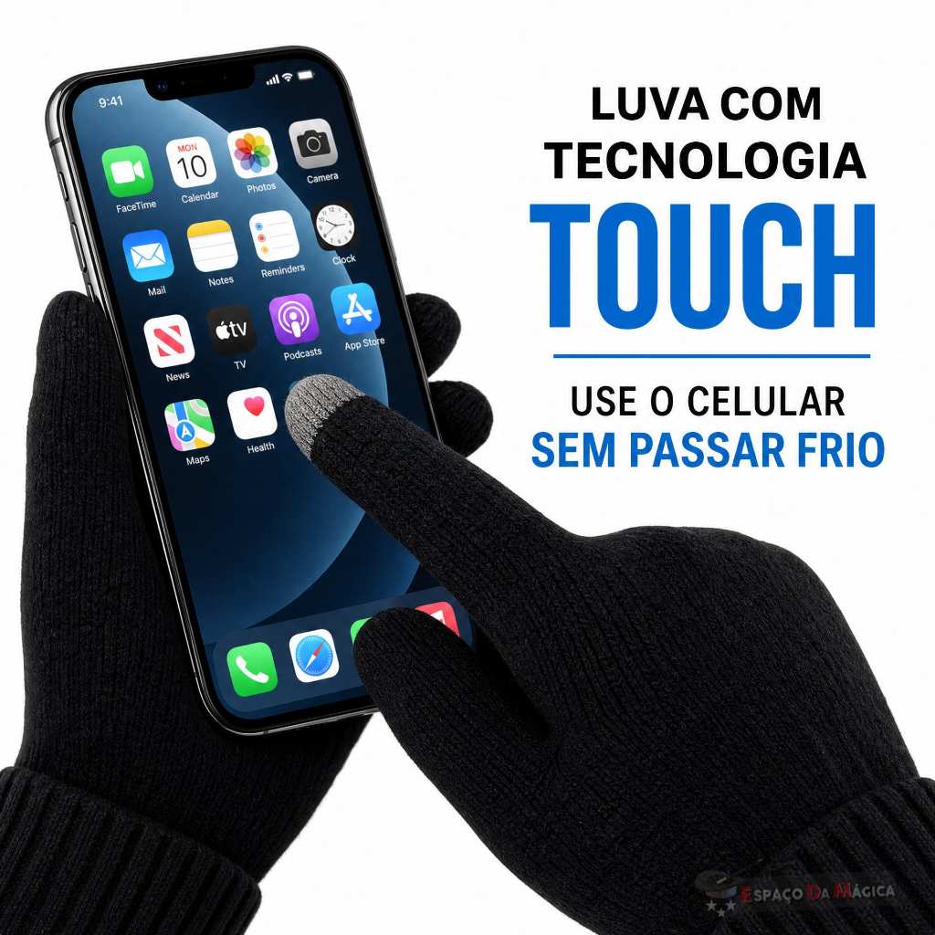Kit Inverno Luva Touch Touca Gola Proteção Completa Frente Fria 