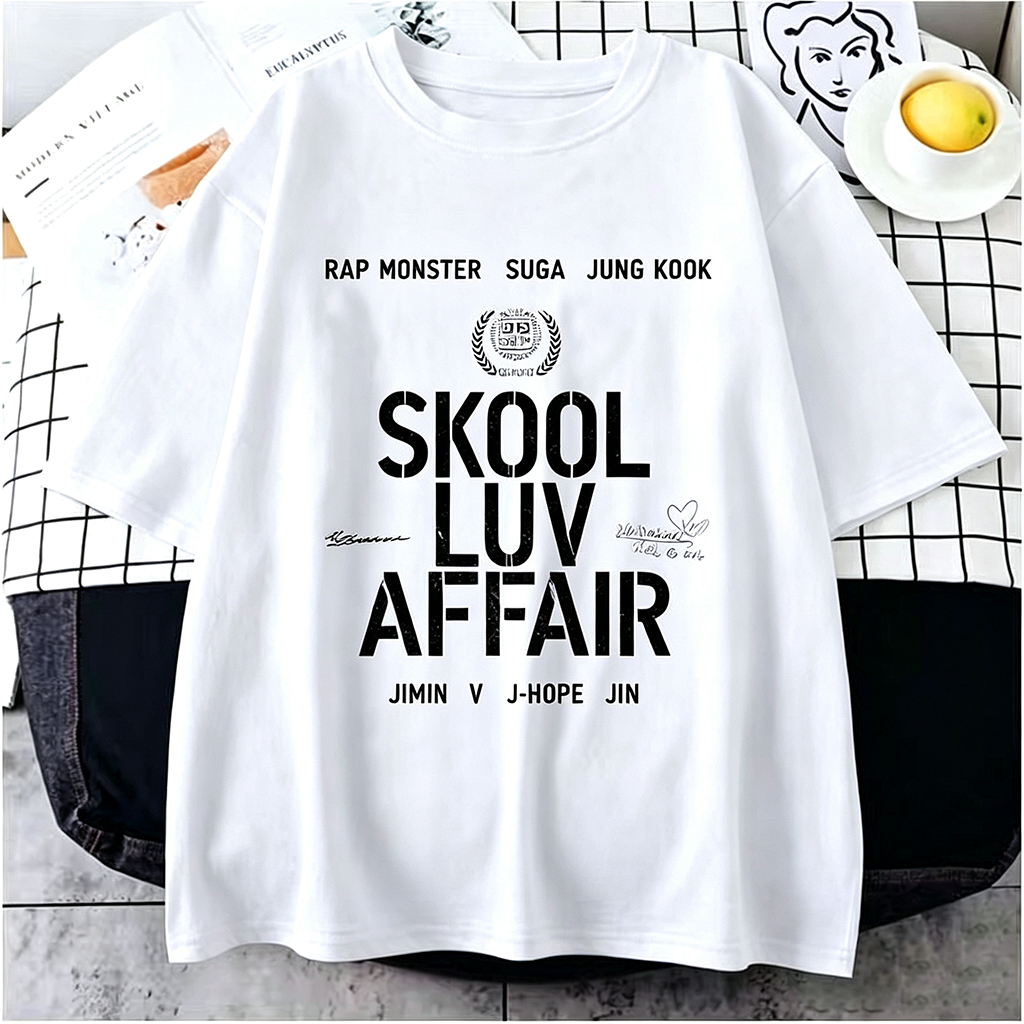 Camiseta Premium em Algodão Puro]SISI Camiseta BTS Skool Luv