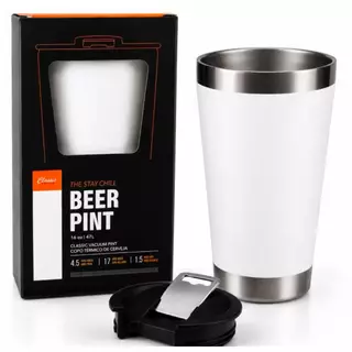 Copo Térmico 473ml de inox Com Tampa e Abridor ideal para Cerveja, Suco, Café e muito Mais.