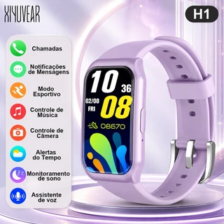Smartwatch H1 Roxo Tela IPS HD 1,45" Ligações Bluetooth Mensagens Música Foto Remota Android iOS