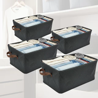 Kit Ate 4 Unidades Caixa Organizadora de Roupas em Tecido Resistente Dobravel Impermeavel
