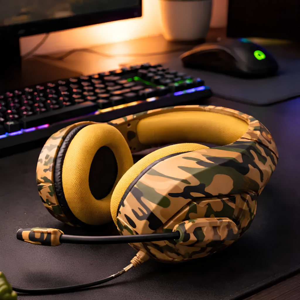 Headset Gamer Camuflado Com Fio Estéreo Microfone USB P2 50mm Para PC PS4 Xbox Onistek — imagem 2