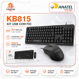 H'Maston KB815 Teclado e Mouse Teclado e Mouse Bluetooth Mouse e Teclado Com Fio Teclado e Mouse Com Fio