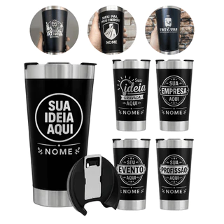 kit 10 copos térmico inox personalizado brinde empresa casamento aniversário logo nome com tampa