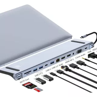 Hub USB-C Dorn 12 em 1 Com 2 HDMI 4K Para Notebook e MacBook